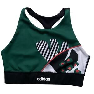 Adidas FARM Rio Sports Bra Green Black Climalite Racerback Medium Support Size S